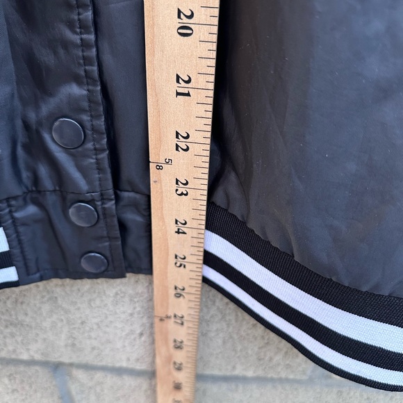 Champion Black Varsity Bomber Jacket Logo Snap Front Women’s M - Picture 7 of 7